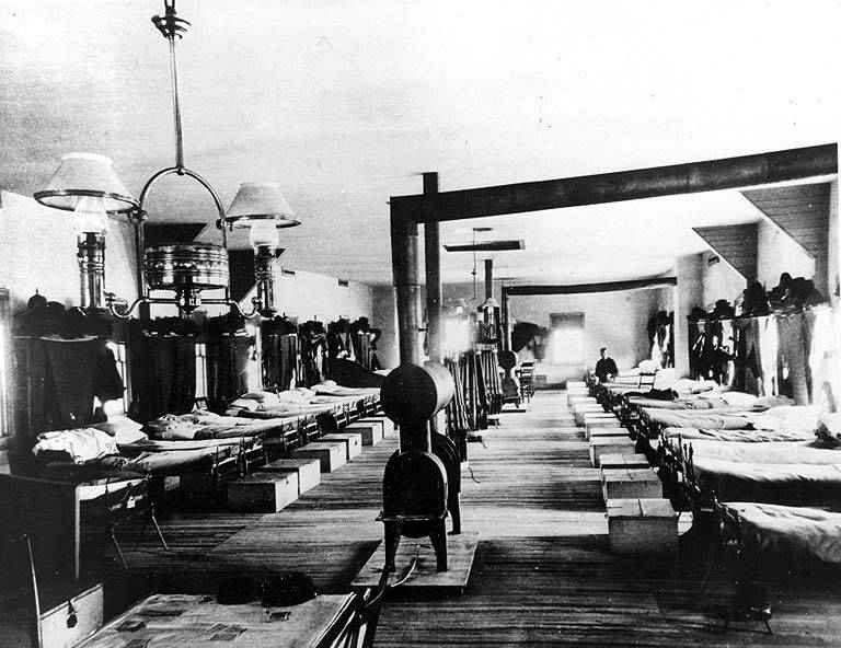 Interior of Barracks at Fort Townsend, 1885.